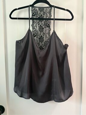 NWT Lace-Back Satin Camisole Tank Top - Black